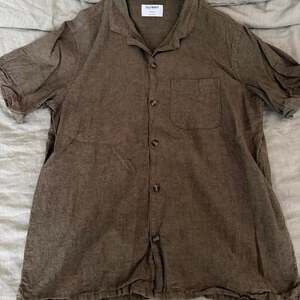 Old Navy Olive Linen Blend Camp Collar Short Sleeve Shirt
